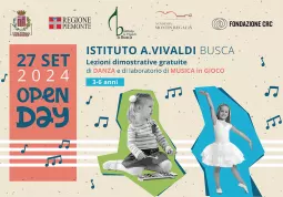 Venerdì 27 settembre open day dedicato ai corsi di danza classica per i bambini dai 3 ai 7 anni e alla musica in gioco  per i bambini dai 3 ai 5 anni